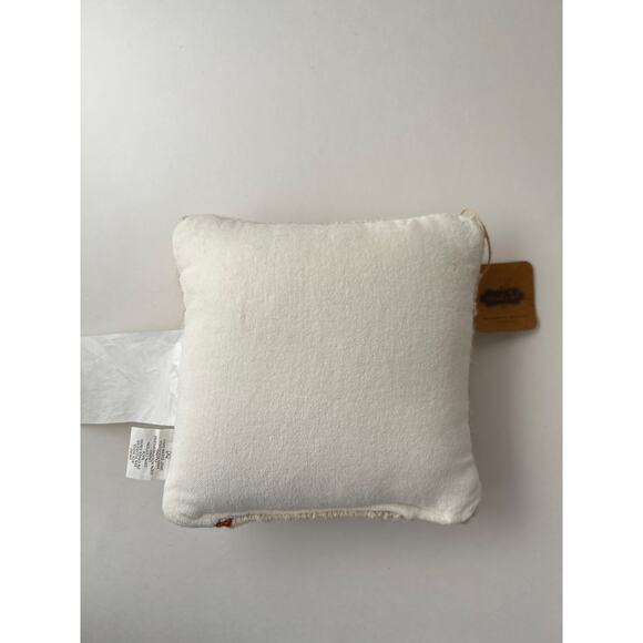 Brown Christmas Dog Wood Square Decorative Pillow Wreath Red Bow 8" Mud Pie - Picture 4 of 5